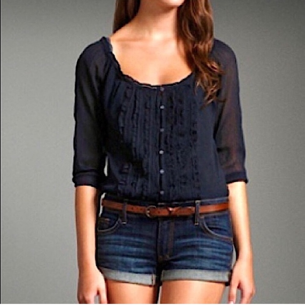Abercrombie & Fitch Dark Blue sheer Blouse size S
